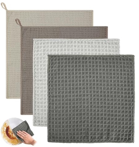 HMCEY 4 Pezzi Panno Barista 30x30 CM,Panno Pulizia Macchina Caffe,Panni Microfibra Cucina,Panni Asciugatura Auto,Stracci Multiuso Riutilizzabili,Microfiber Cloth per Ciotola, Bancone, Portafiltri