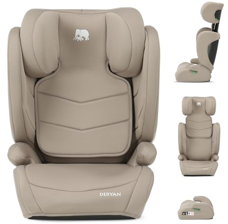 Deryan Asiento infantil Charlie i-Size 100-150 cm - Grupo 1/2/3, 9-36kg, 3,5 a 12 años, asiento infantil para coche con fijación de cinturón - Reposacabezas ajustable, protección contra impactos