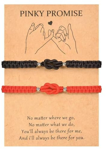 XFSRG 2 Stück Bracelet Couple Noeud Nœud D’amour Bracelet D’amitié Bijou de Partenaires Bracelets Tressés Assortis Réglables pour Couples Amis