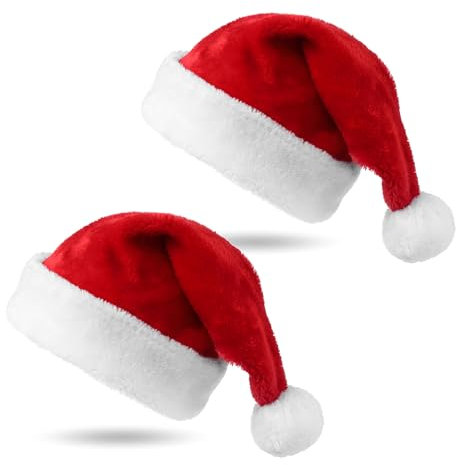 TK Gruppe Timo Klingler 2x Weihnachtsmütze Nikolausmütze Mütze Weihnachten Nikolaus rot für Erwachsene & Kinder - Weihnachtsfeier Weihnachtsmarkt (2er)