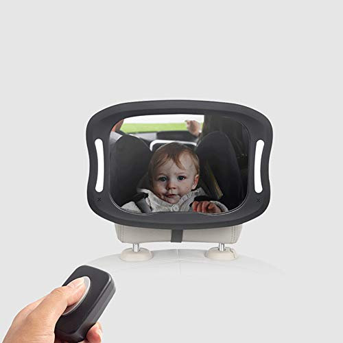 Specchio Auto Bambino,LED Specchietto Retrovisore per Seggiolini auto per Bambini Sedile Posteriore Specchio con Led Luce ,Sicuro e Antiurto Regolabilità a 360 Gradi infrangibile Baby Mirror