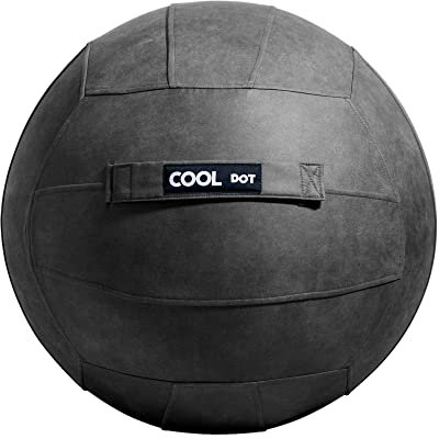 COOLDOT Gym Exercise Ball Yoga Ball for Adults Fitness Pilates Sitting Ball Chair with Cover & Handle Includes Exercise Ball and Pump 65 cm Diameter (Grey, 65)