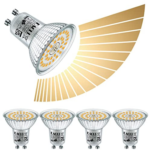 EACLL Lampadine LED GU10 6W Dimmerabile in modo continuo, Pacco da 4, Equivalente a Lampade Alogena 80W, 585 lumen 3000K Luce Bianco Caldo, Faretti AC 230V senza Sfarfallio, Angolo a Fascio 120° Spot