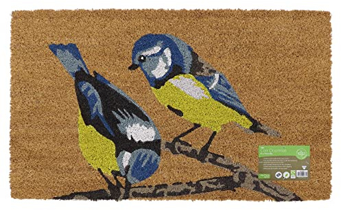 JVL Eco-Friendly Latex Backed Coir Door Mat, Birds, Natural, 45 x 75 cm Approx., 02-883