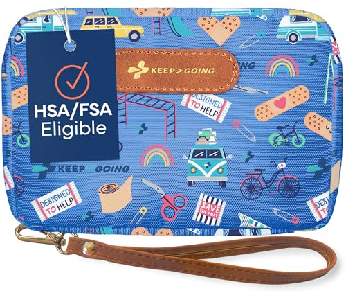 KeepGoing Travel First Aid Kit for Kids – 130 Pc. for Car, Home, Purse, Diaper Bag & Backpack with Latex-Free Bandages - Mini First Aid Kit Travel Size TSA-Approved