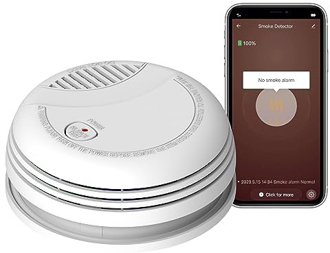 Détecteur de fumée Clouree Wi-FI Compatible avec l'application Tuya/Smartlife, Mini-Alarme Incendie sans Fil interconnectée, modèle PA-437W (5pcs)