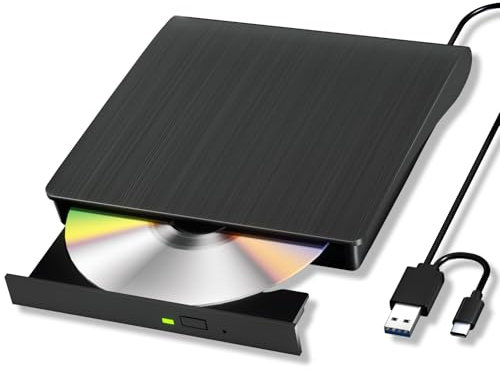 Yaeonku Externes Blu-Ray Laufwerk, Blu-Ray Laufwerk DVD/BD Player, Blu-Ray Laufwerk mit USB 3.0 und Typ-C, DVD Recorder für Windows XP/7/8/10/11 und MacOS, für PC, Laptop, Desktop, Mac