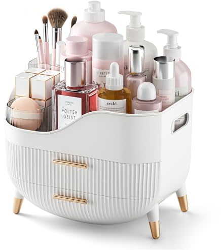 Pajiriona Makeup Organizer with Drawers,Skincare Organizer for Vanity,Storage Box with Handle,Large Cosmetic Display case for Dresser, Bathroom Countertop