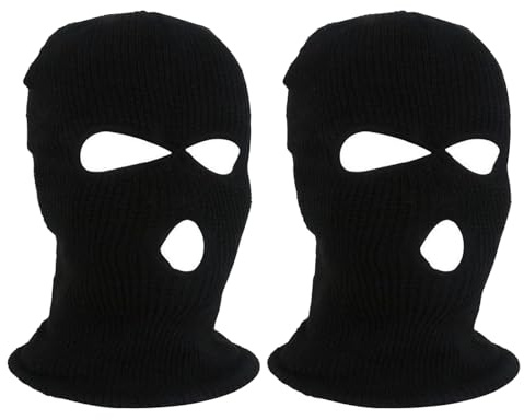 JSTHHTT 2 Pièces Cagoule 3 Trous, Cagoule Masque de Ski, Vent Respirant Thermique, Cagoule Noir de Visage Complet Masque de Ski pou Hommes et Femme, pour Vélo Ski Running Snowboard