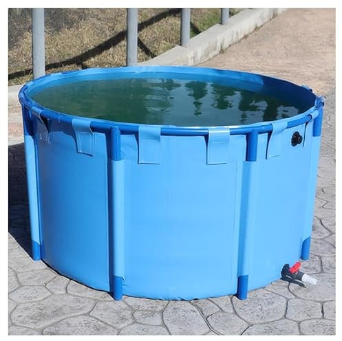 Laghetto per pesci in tela, piscina circolare in tela fuori terra con staffa, grande serbatoio di stoccaggio dell'acqua pieghevole per serbatoio di contenimento per koi, irrigazione agricola (4,9x2,