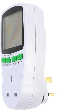 Housoutil Wattage Voltage Tester Adapter UK Plug Digital Power Monitor Measuring Function 230 Voltage Compatible for Home and Office Use