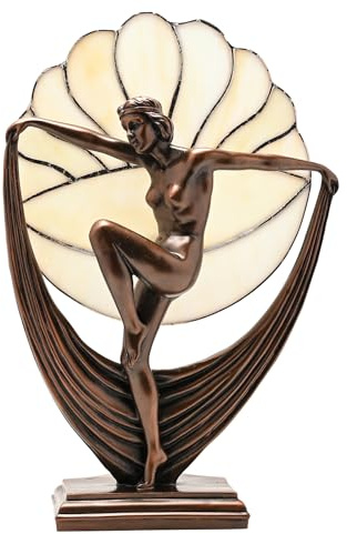 Widdop and Co Juliana - Art Nouveau Bronze Dancer Figurine Lamp - Bronze Female Figure Table Lamp for Living Room, Dining Room or Bedroom - H: 28cm x W: 29cm.