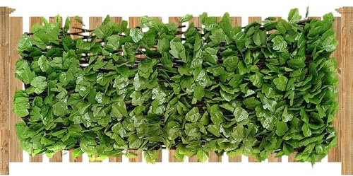 yakermur Clôture de confidentialité extérieure, protection des données sur l'écran de la terrasse - Barrière de protection des données extensible pour balcon - Panneaux de grillage étendus - Fond vert