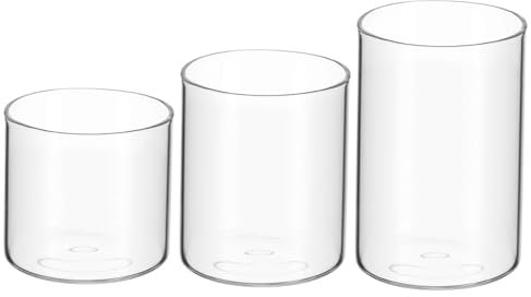 CHICAMPERA 3pezzi Portacandele in Vetro Trasparente Per Candele Tealight Di Bicchieri Cilindrici Resistenti e Facili Da Pulire Per Decorazioni Tavola e Party