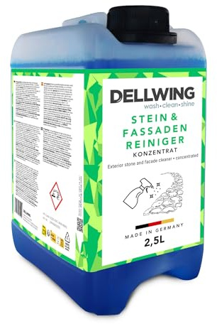 Dellwing Detergente per pietra e facciate 2.5 l, rimuovi alghe e muschio per facciate, intonaci, muri e pietre, concentrato, Made in Germany