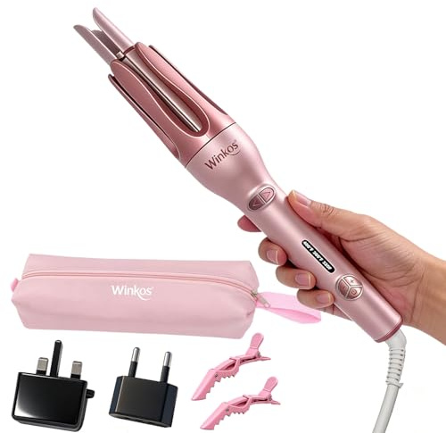Automatic Rotating Curling Iron,1 inch Auto Curling Iron, Dual Voltage Portable Hair Curler, 3 Temp Fast Heating, 2 Way Rotation, Auto Shut-Off, Ceramic Hair Curler Wand with Travel Bag