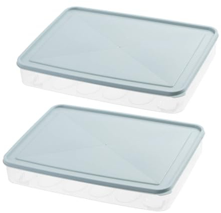 OUNONA Lot de 2 Boîtes à Œufs Empilables Bleues en Plastique Couvercle Boîte de Rangement pour Réfrigérateur et Congélateur Protection Anti-Chocs Cuisine