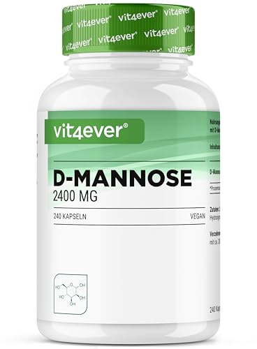 vit4ever D-Manosa - 240 Cápsulas - 2400 mg de D-Manosa por Dosis diaria - Obtenida por Fermentación Vegetal - Vegano, Dosificación Óptima, Sin Aditivos innecesarios
