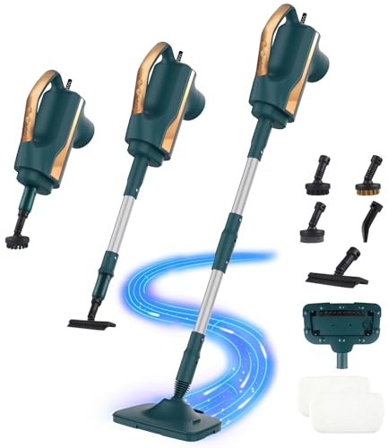 6 in1 Steam Mop Dual-Rod Design with Detachable Handheld Steamer, 300ML Removable Tank,23 FT Power Cable,includes Multi-purpose Accessories,Steam Mops for Floor Cleaning,Windows,Tile Grout.