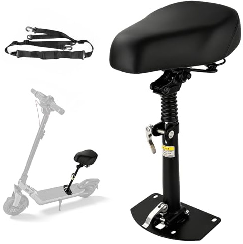 TECKZOON Asiento de scooter eléctrico, 40-55 cm, altura regulable, asiento plegable para scooter eléctrico, con cojín amortiguador de golpes y correa de hombro portátil