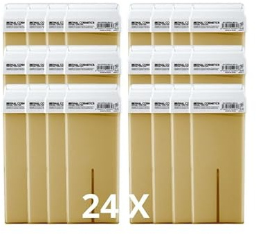 Pack 24 Cartuchos de Cera Roll-On Miel 100ml – Cera Depilatoria Profesional – Recambios Compatibles con Calentador Estándar – Todo Tipo de Piel