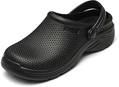 H/A Clogs Shoes for Women's Kitchen Shoes Non Slip Safety Shoes Lightweight Working Garden Chef Shoes Slip On Hospital Clog Summer Sandals Waterproof Mules Clogs Outdoor Casual Walking Slippers Black