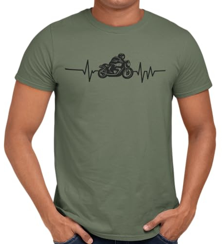 Getting Shirty Motorbike Heartbeat (Bike, Biker) Motorbike T-Shirt for Men and Women