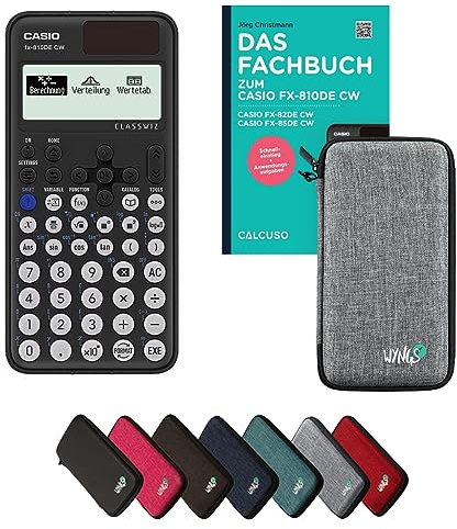Casio fx-810DE CW Incl. Funda Protectora Gris Claro y Libro especializado (96 páginas, DIN A5) – Calculadora científica – Smart Set (Alemán)