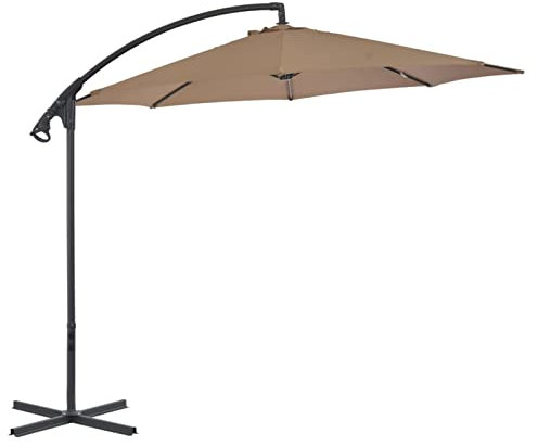 BaraSh Ampelschirm mit Stahlmast 300 cm Taupe Grand Patio Sonnenschirm Sonnenschirm Rasendorn