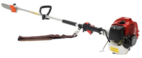 Akku Hochentaster, 1.5 Meter Stange Teleskop Astschere-mit 1.7HP 43CC 2-Takt-Motor, Ast-Kettensäge Leistung 1250W 8500r/min, inkl Schultergurt