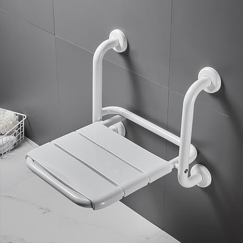 Sgabello da doccia, sedile doccia pieghevole a parete, sedile doccia pieghevole, portata max. 120 kg, sgabello doccia pieghevole a parete, adatto per anziani e bambini, bianco
