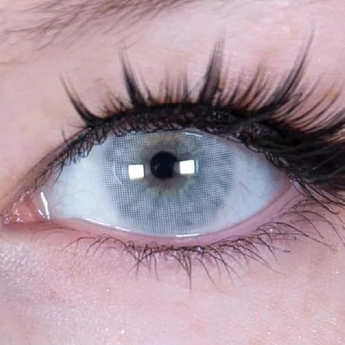 Sehr stark natürlich deckende grau Kontaktlinsen+ Behälter, 1 Paar (2 Stück), DIA 14.20, mit Stärke, 0.00 Dioptrien Kontaktlinsen (-1.25 Dioptrien,Icy grau)