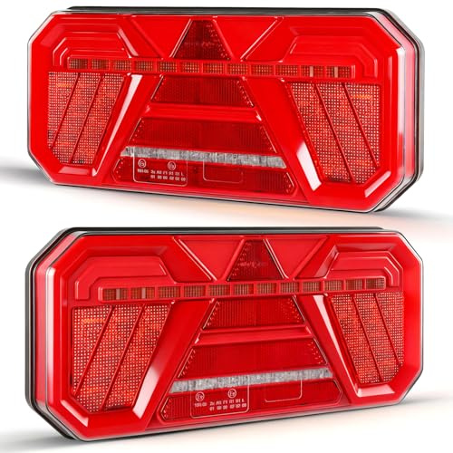 Yuanjoy Kit Fanale Posteriore LED, 10-30V Universale IP67 Impermeabile Multifunzione Con Freni, Frecce, Posizione, Retromarcia, Nebbia, Illuminazione Targa