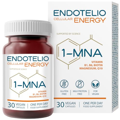Endotelio 1-MNA Cellular, Optimierendes NAD+, Sirtuin-Aktivator, Anti Aging, Coenzym Q10, Magnesium, B Komplex, Zellgesundheit, Energiestoffwechsel, Biohacking, 30 Kapseln