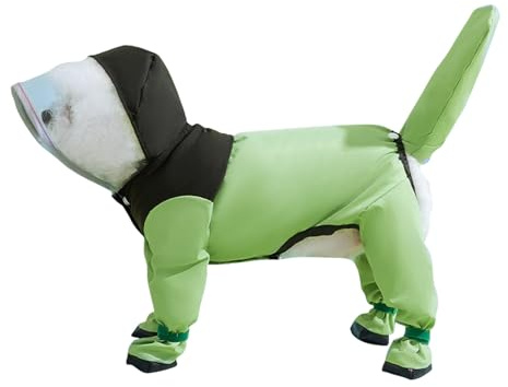 PETCUTE Impermeabile per Cani con Cappuccio, Cappotto Impermeabile per Cani con Strisce Riflettenti, Bottone a Pressione,Leggera Cappotto Cane Antipioggia per Cani di Piccola e Media Taglia