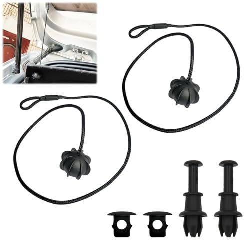 1 Pair Parcel Shelf String Car Rear Parcel Shelf Cords for VW Golf Audi Skoda Hatchback Models Interior Tonneau Cover Strap Cord Hanging Rope Car Auto Trunk Shelf Replacement, with 2 Pcs Buckle