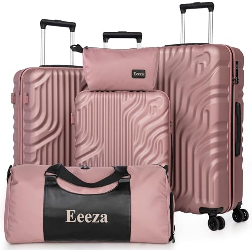 Eeeza Luggage Sets 5 Piece Suitcase with ABS Hard Shell Lightweight TSA Lock and Double Rotatable Detachable Wheels(Navy,20/24/28/DB/TB)