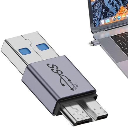 Generico USB C till Micro-B-adapter, typ C till mikro-B-kabelomvandlare | Micro-B till USB C 3.0-adapter för extern USB-hårddisk, USB-C-hårddiskadapterkabel för HDD, surfplatta