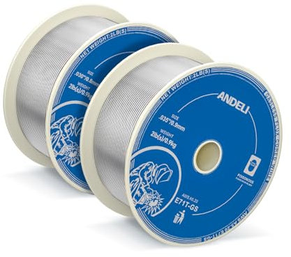 ANDELI Gasless Flux Core Welding Wire, E71TGS .030 & .035'' Diameter 2Lbs Low Splatter Mig Welding Wire (Flux-Cored Wire, 2 LB, .030''+.035'')