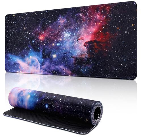 Yimomoyi Nebulosa Galassia Tappetino Mouse XXL, Tappetino Scrivania Grande con Base in Gomma Antiscivolo, Mouse Pad 800 x 300 x 3mm, Tappetino da Gaming con Bordi Cuciti per PC, Laptop (B)