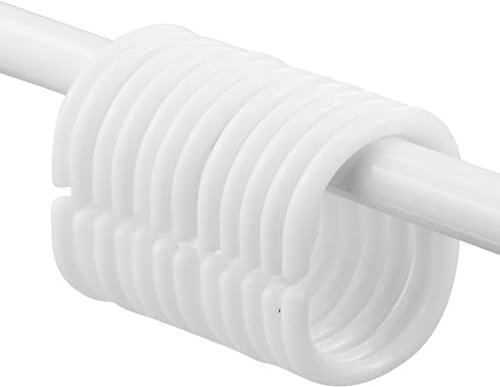 Lot de 12 anneaux blancs - 4,6 x 2,9 cm de diamètre intérieur - Pour tringle à rideau de douche et d'angle de rideau de douche - En plastique solide - Transparent