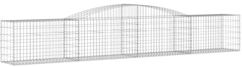 HETFTJN Gabbioni Metallici per Pietre Gabbioni Metallici Recinzione Giardino Recinzioni Giardino Esterno - Cesti Gabbioni ad Arco 6 pz 400x50x60/80 cm Ferro Zincato per Orto Balcone Esterno Giardino