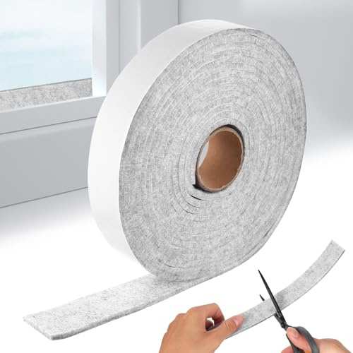1 Rollo de Cinta de Fieltro Autoadhesivo, 5m x 3cm x 0.4cm Cinta de Fieltro, Tiras de Fieltros Adhesivo para Sillas Muebles Protección de Suelos o Absorbedor de Condensación de Ventanas