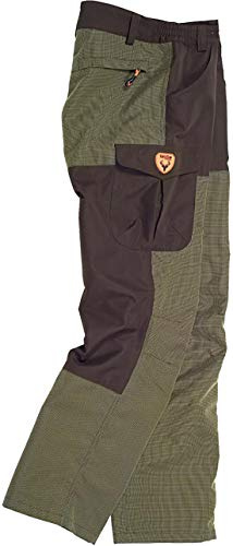 WORKTEAM Pantalón de Caza Impermeable Oxford con Refuerzo Ripstop Antiespinos, Multibolsillos, Forro Interior y Cintura Elástica, Resistente para Monte y Outdoor, Hombre Verde Caza+Marron XL