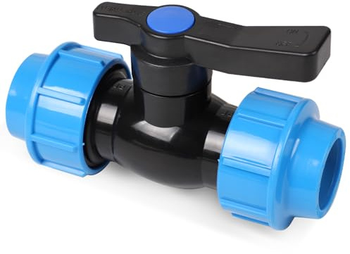 SWAWIS Válvula de Esfera para Tubería de PE Accesorio de PP Fitting Válvula de Cierre para Tubería de PE Racor para Tuberías de Riego de Polietileno, 32 mm