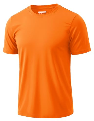 MAGCOMSEN Men's Gym T Shirts Sun UV Protection Short Sleeve Tops Orange, XL
