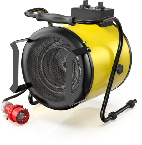 Calentador eléctrico industrial de 5000 W – Ventilador portátil de acero con termostato y protección contra sobrecalentamiento, ideal para obras de construcción, garajes e invernaderos