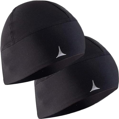 French Fitness Revolution - Gorro para Correr, Forro de Casco para el Running - Retención Térmica Óptima y Absorción de la Humedad - Ideal para Llevar Debajo del Casco - 2 Pack : Negro & Negro