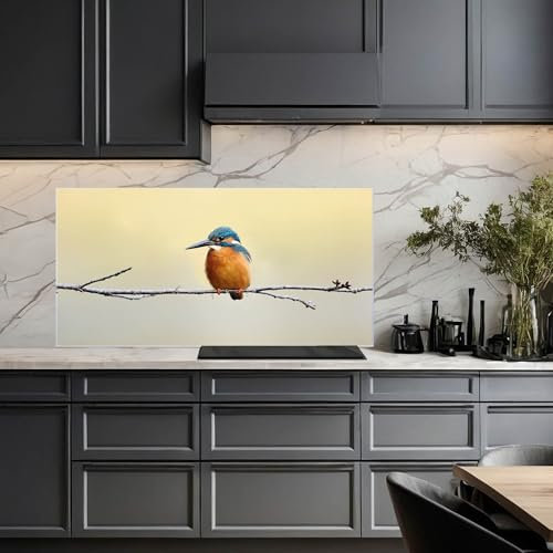 banjado Küchenrückwand Glas ohne Bohren 120x60cm – Glasrückwand Küche mit Motiv Pause/Spritzschutz Küchenrückwand Glas/selbstklebende Küchenrückwand Platte - magnetisch & beschreibbar