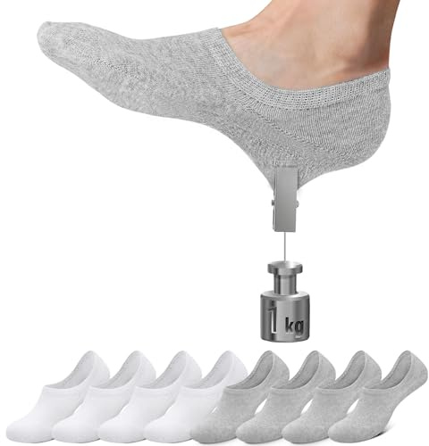 Falechay Füßlinge Damen Sneaker Socken Herren Sneakersocken Fusslinge Frauen 8 Paar Invisible weiß grau 39-42